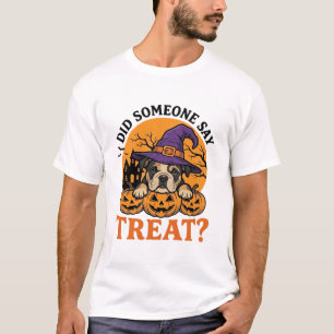 Camiseta Vintage de Halloween Bulldog Bruja Perro