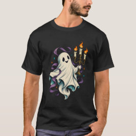 Camiseta vintage de Halloween con fantasma y velas