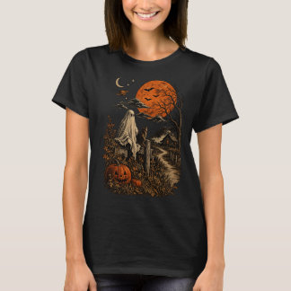 Camiseta vintage de Halloween de fantasma y gato n