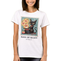 Camiseta Vintage de Halloween de Gato Negro