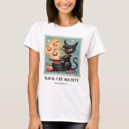 Camiseta Vintage de Halloween de Gato Negro