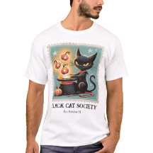 Camiseta Vintage de Halloween de Gato Negro