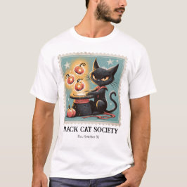 Camiseta Vintage de Halloween de Gato Negro