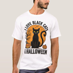 Camiseta Vintage de Halloween Diseño de Gatos Negr