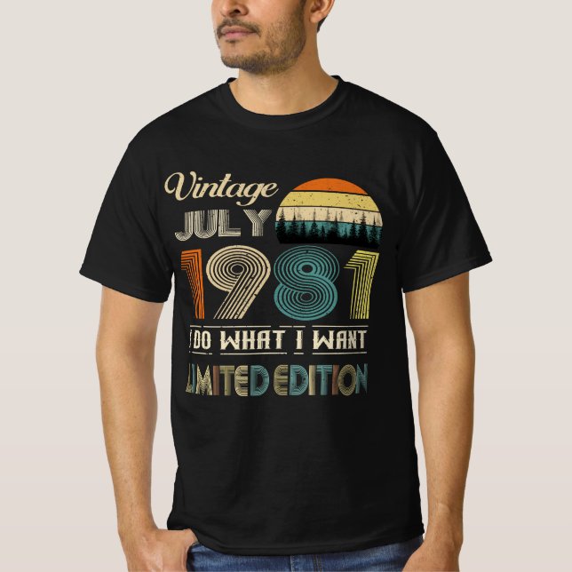Camiseta Vintage de julio de 1981 - Cumpleaños est (Anverso)