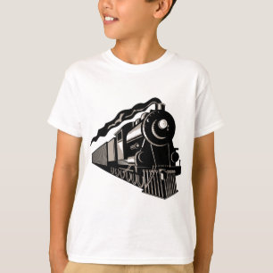 Camiseta vintage de la locomotora del tren del vapor