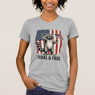 Camiseta Vintage de Mapache Patriótico Feral y Lib