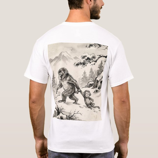 Camiseta vintage de mono macaco japonés (Reverso)