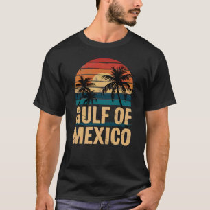 Camiseta Vintage de palmeras retro Sunset del Golfo de Méxi
