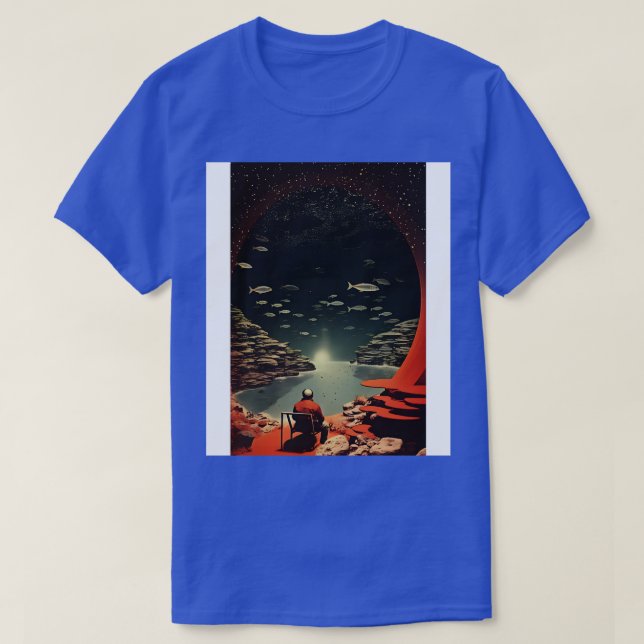 Camiseta Vintage de pesca espacial (Diseño del anverso)