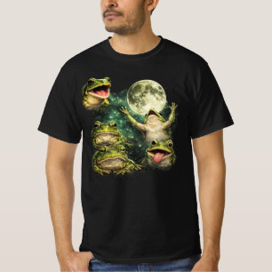 Camiseta vintage de rana aullando a la luna