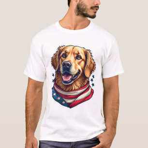 Camiseta Vintage de Retriever Dorado con Estrellas