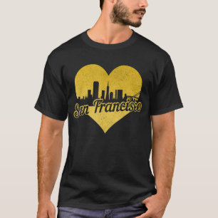 Camiseta Vintage de San Francisco California Skyline Heart