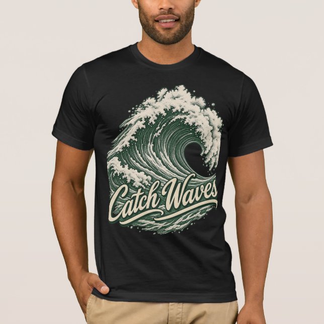 Camiseta Vintage de Surf Catch Waves (Anverso)