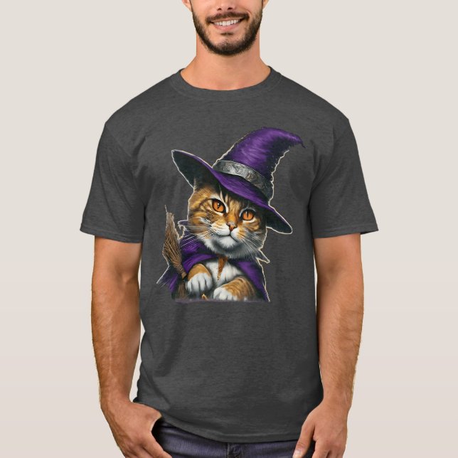 Camiseta Vintage de Witch Cat Halloween (Anverso)