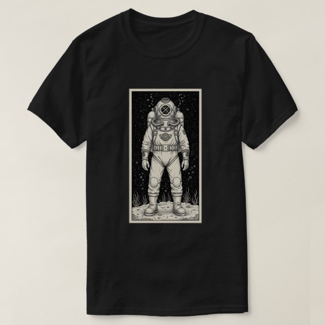 Camiseta Vintage Deep Sea Diver Illustration (Diseño del anverso)