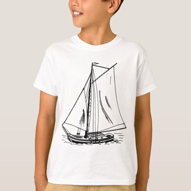 Camiseta Vintage del dibujo del velero (Anverso)