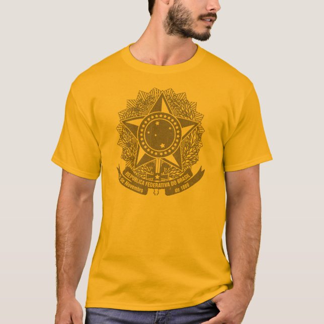 Camiseta Vintage del escudo de armas del Brasil (Anverso)