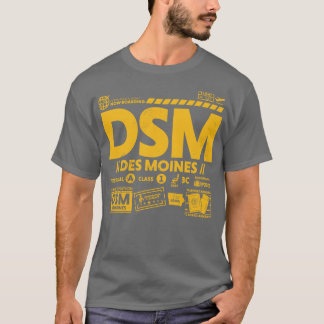 Camiseta Vintage Des Moines DSM Código de Aeropuerto de Via