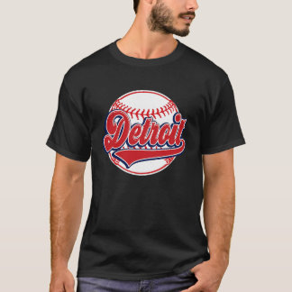 Camiseta Vintage Detroit Cityscape jugador de béisbol y ven