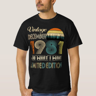 Camiseta Vintage Diciembre 1981 Estilo T-Shirt Retro Cumple