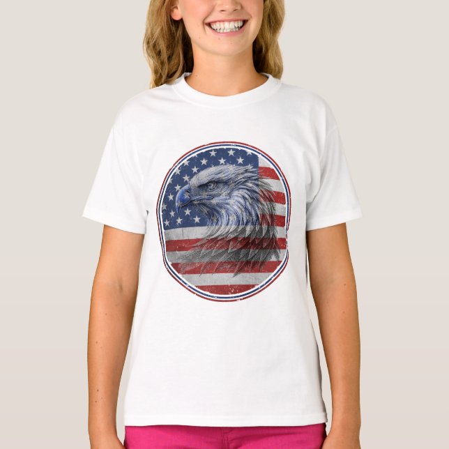 Camiseta Vintage Distressed American Flag Eagle  (Anverso)
