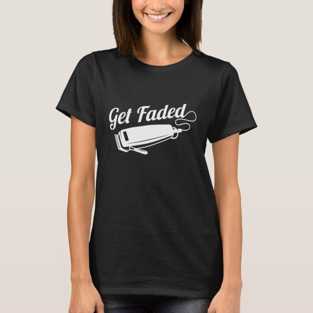 Camiseta Vintage Distressed Barber T-Shirt - Get Faded (Anverso)