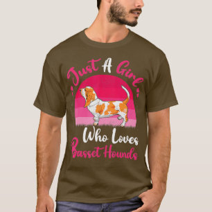 Camiseta Vintage Dog Lover Just A Girl Who Loves Basset Hou