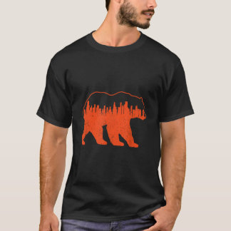 Camiseta Vintage Downtown Chicago City Skyline Walking-Bear