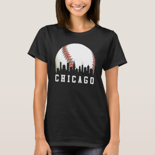 Camiseta Vintage Downtown Illinois Chicago Skyline Baseball