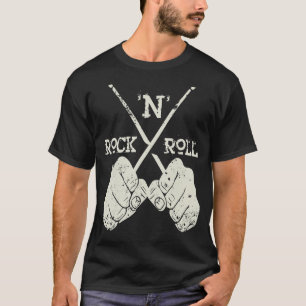 Camiseta Vintage Drummer tambor tira rock & Roll rock & rol