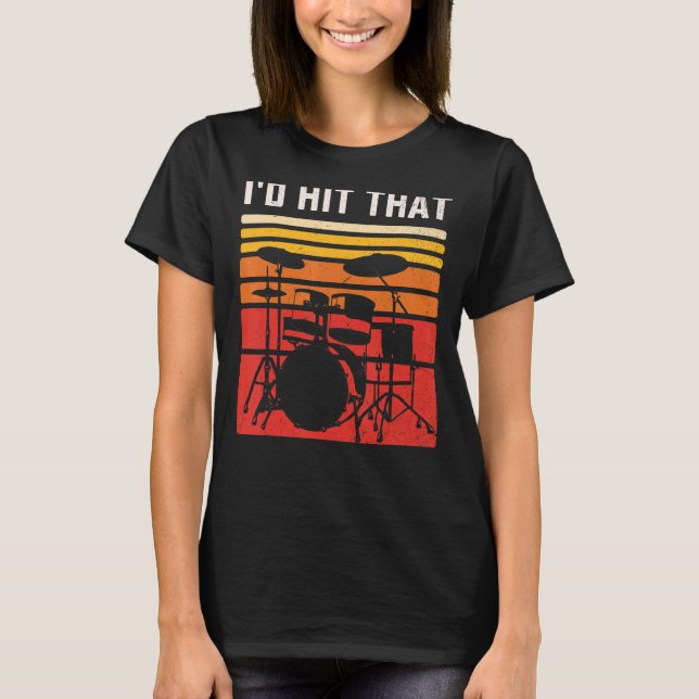 Camiseta Vintage Drums Retro Drummer Y Percusing Music (Anverso)