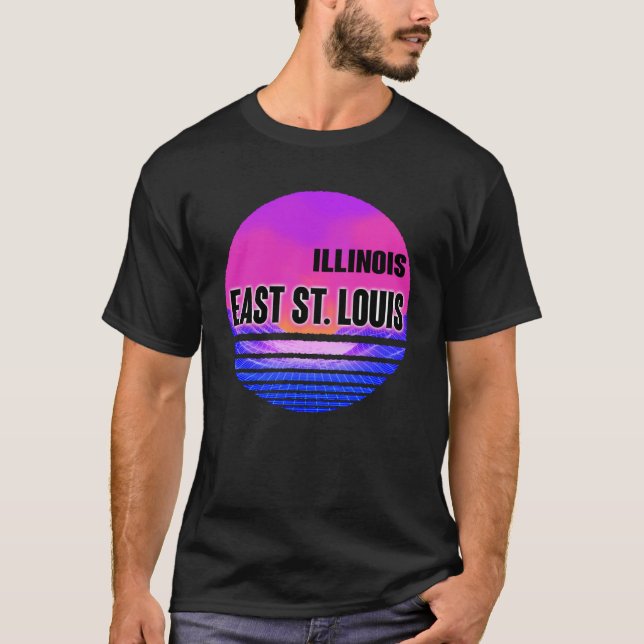 Camiseta Vintage East St Louis Vaporwave Illinois (Anverso)