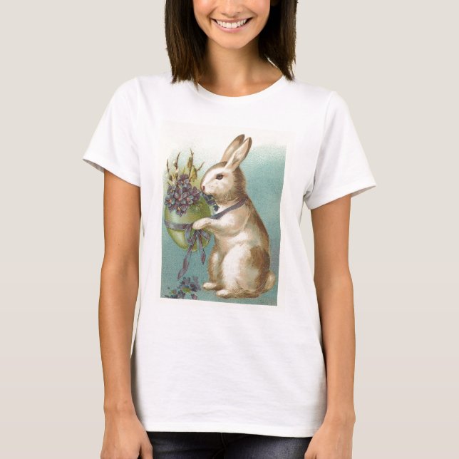 Camiseta Vintage Easter Bunny Con Huevo Verde (Anverso)