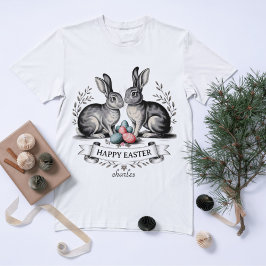 Camiseta Vintage Easter Bunny Ilustracion con huevos