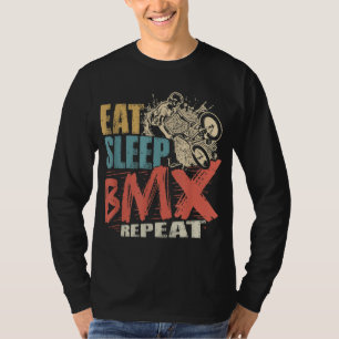 Camiseta Vintage Eat Sleep BMX Repetir Funny Bicicleta BMX