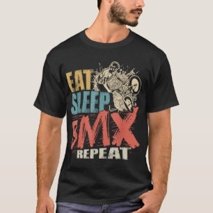 Camiseta Vintage Eat Sleep BMX Repetir Funny Bicicleta BMX