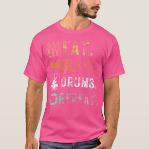Camiseta Vintage Eat Sleep Drums Repetir Funny Design Eat S