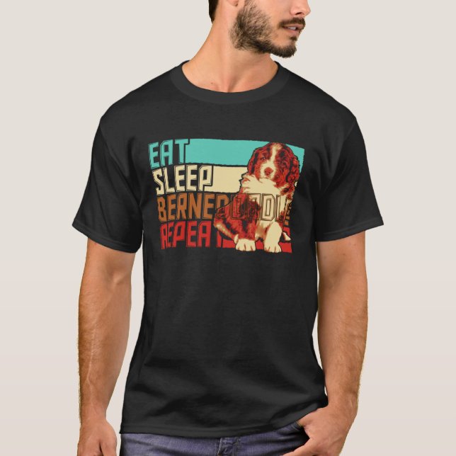 Camiseta Vintage Eat Sleep Repetir Bernedoodle (Anverso)