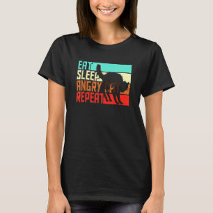Camiseta Vintage Eat Sleep Repetir Gato Enfadado