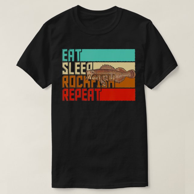 Camiseta Vintage Eat Sleep Repetir Rockfish (Diseño del anverso)