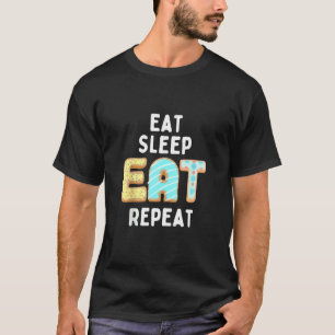 Camiseta Vintage Eee Sleep Comer Repetir Funny Retro Food A