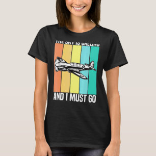Camiseta Vintage El Cielo Está Llamando Y Debo Ir A Avión