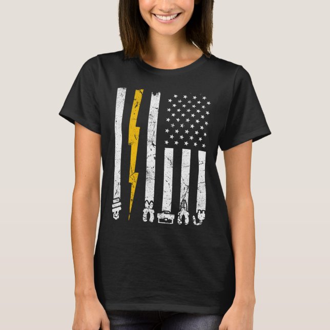 Camiseta Vintage Electrician Tools USA American Flag (Anverso)