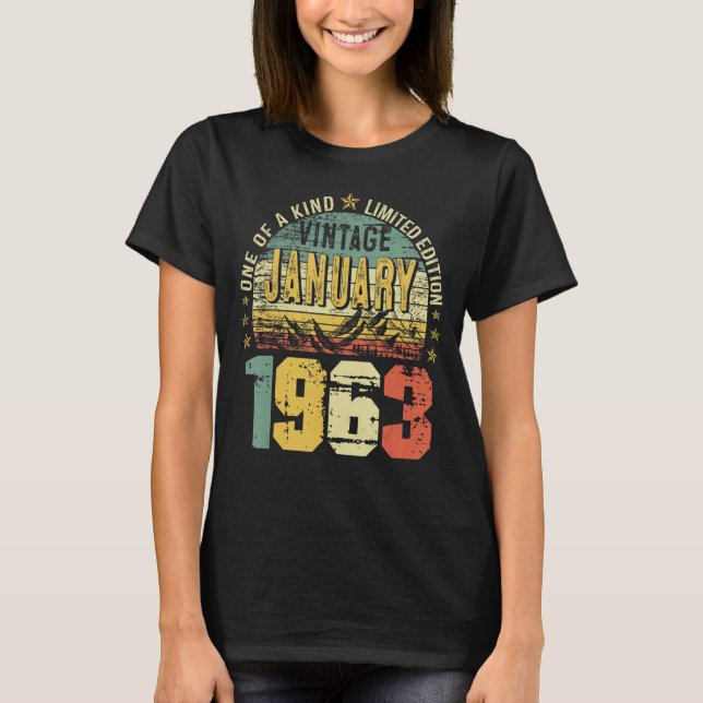 Camiseta Vintage enero 1963 60º cumpleaños (Anverso)