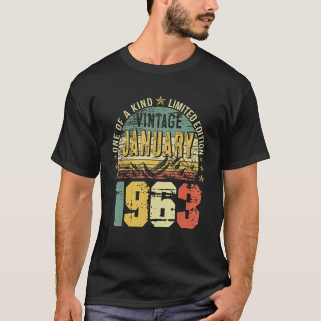 Camiseta Vintage enero 1963 60º cumpleaños (Anverso)