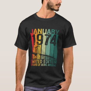 Camiseta Vintage enero 1974 50º cumpleaños regalos mujeres