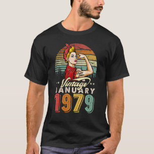 Camiseta Vintage enero 1979 44º cumpleaños 44 años Wo
