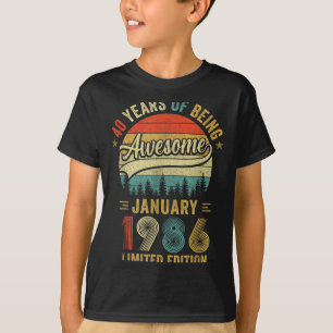 Camiseta Vintage enero 1986 Viejo Cumpleaños 40 Hombres Muj