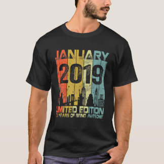Camiseta Vintage Enero 2019 Divertido Tercer Cumpleaños 3 A